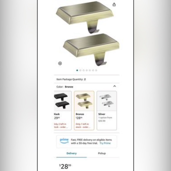 Metal Stocking Holder Set with Bronze Finish by Holiday Time 2 Piece - Picture 8 of 8